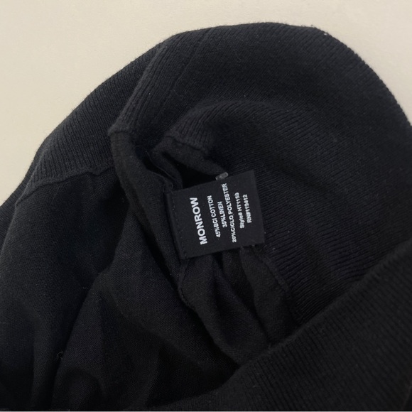 Monrow Melange Knitted Polo Shirt in Black - Picture 3 of 4